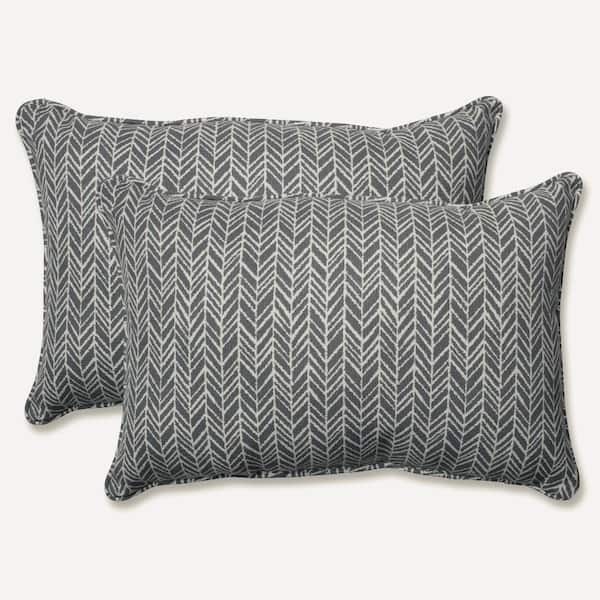 Pillow Perfect Grey Rectangular Outdoor Lumbar Throw Pillow 2-Pack