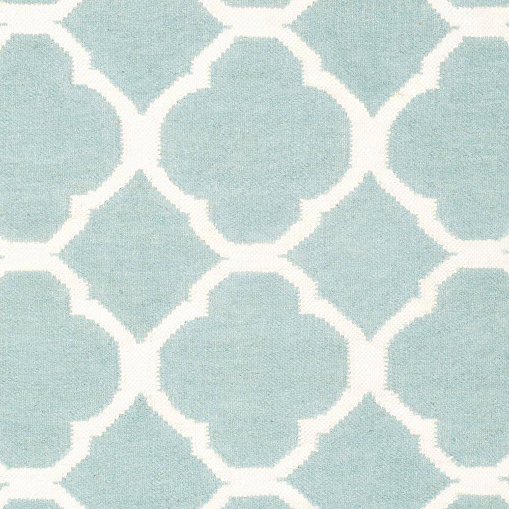 Handwoven Blue and Ivory Geometric Wool Area Rug
