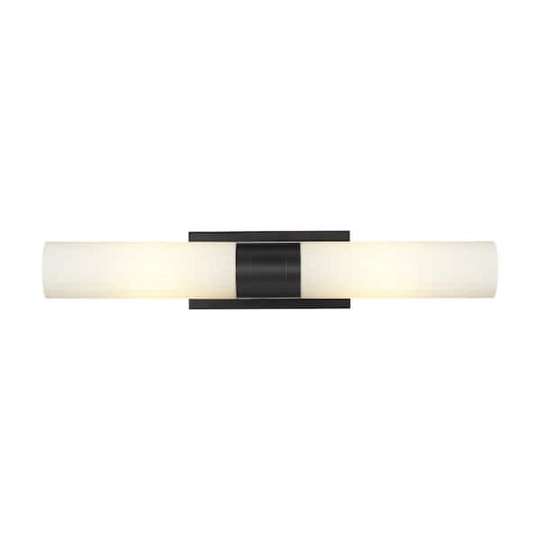 Innovations Empire 24.75 in. 2-Light Matte Black Vanity Light with Glass Shade
