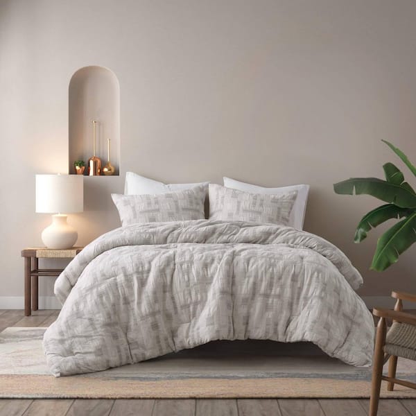 INK+IVY Cairo 3-Piece Ivory Cotton Full/Queen Comforter Set