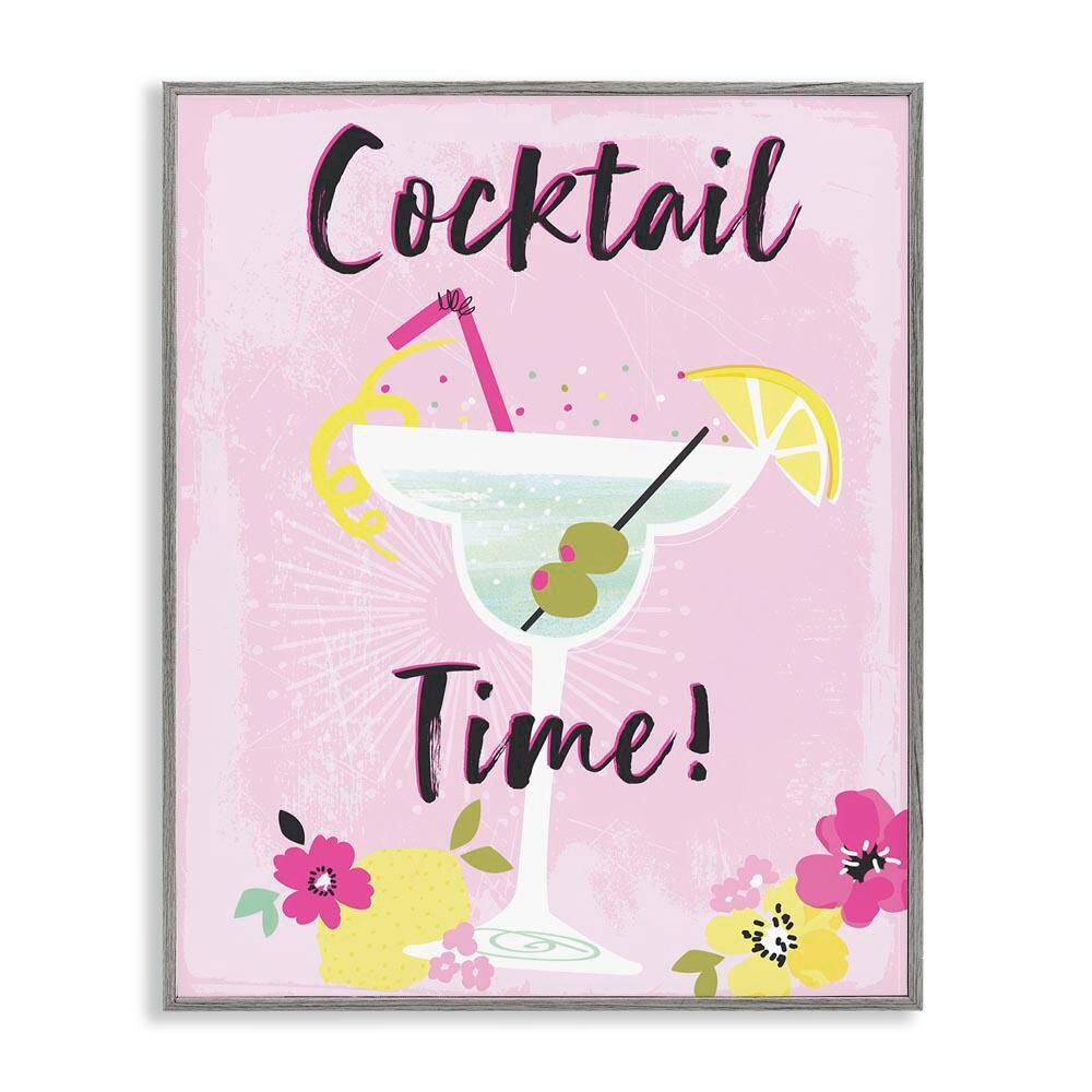 Pink Cocktail Time by Angela Nickeas Gray Framed Food Giclee Art Print 14 in. x 11 in. price history on PriceWatchPro