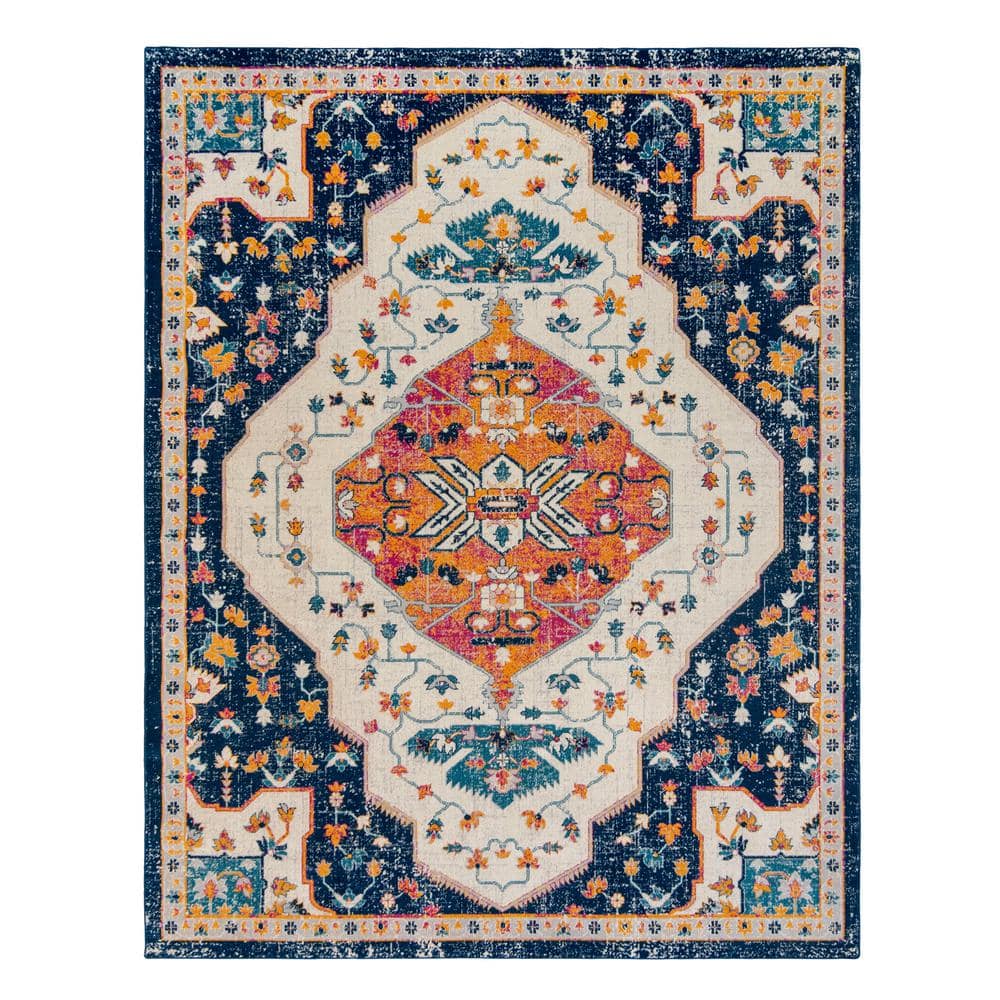 Gertmenian & Sons Vinca Clora Blue 7 ft. x 10 ft. Global Indoor/Outdoor ...