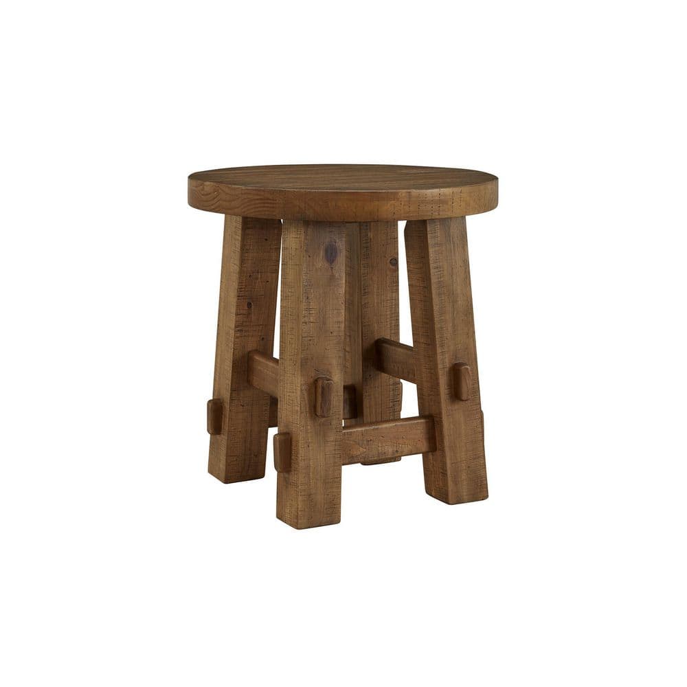 Mackifeld 24 in. Brown Round Wood End Table