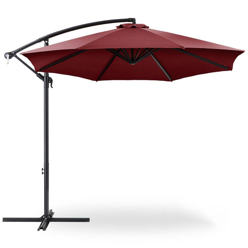 10 ft. Steel Cantilever Patio Umbrella in Burgundy