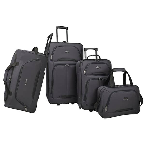 U.S. Traveler U.S Traveler Vineyard 4-Piece Softside Luggage Set, Charcoal