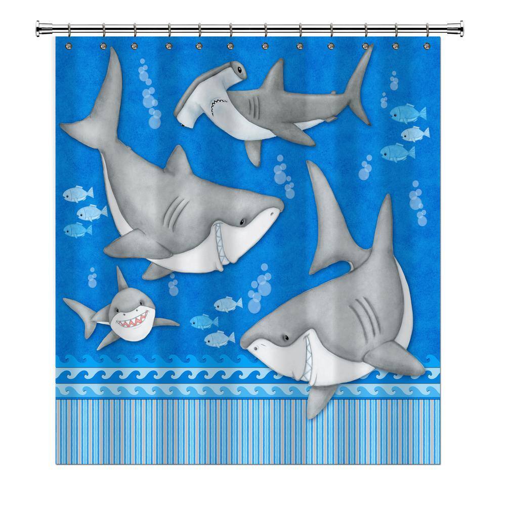 Waterproof Shark Underwater Jaws Polyester Bath Shower Curtain 60 x 72" w/ 