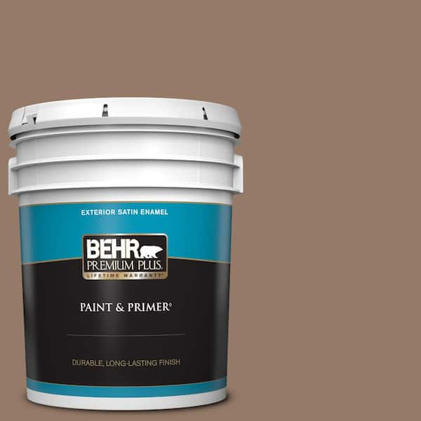 BEHR PREMIUM PLUS 5 gal. #BXC-73 True Walnut Satin Enamel Exterior Paint & Primer