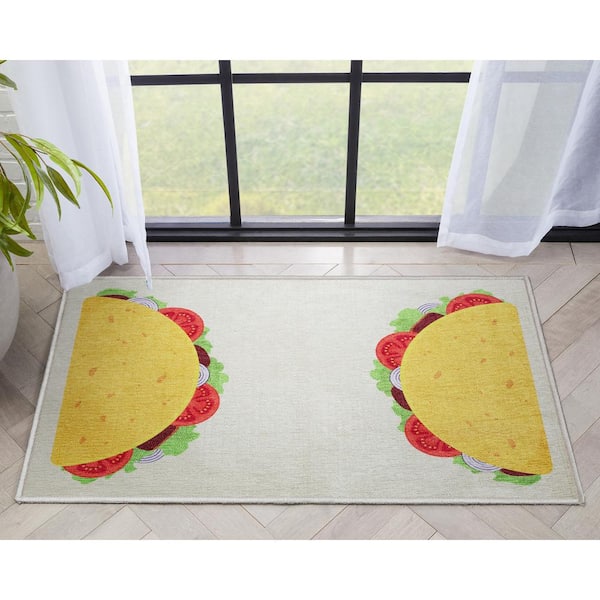 Apollo Double Taco Modern Printed Multi Yellow 2 ft. x 3 ft. Area Rug