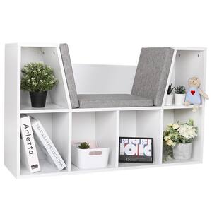 Kids Furniture Child Storage Cabinet Open Bookcase Reading Nook with Cushions