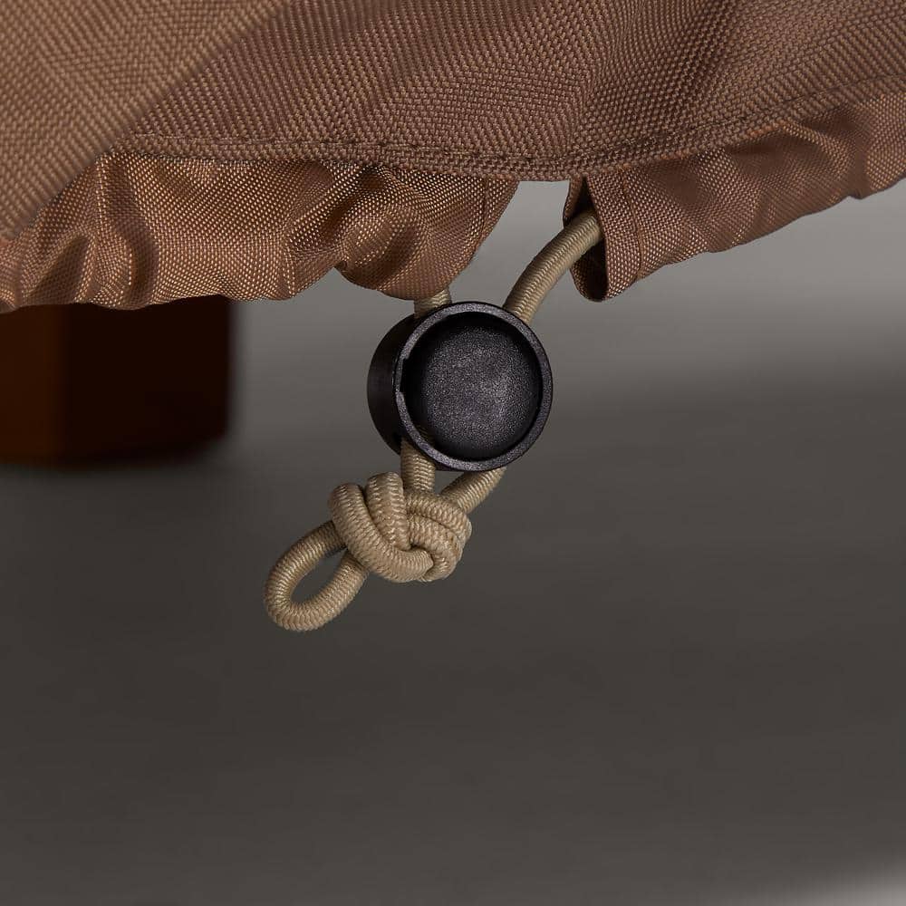 Classic Beige and Brown Waterproof Gas Grill Cover with Buckle Closure