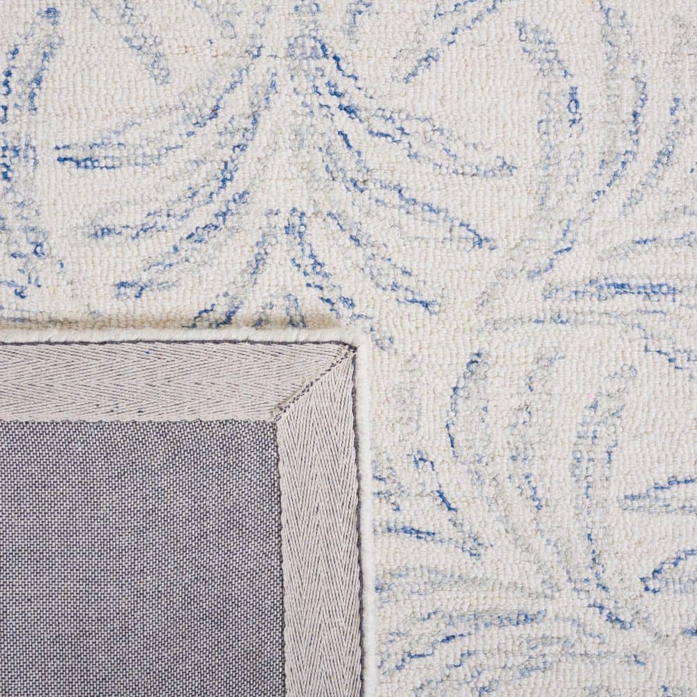 Ivory and Blue Handmade Tufted Wool Silk Area Rug 3' x 5'