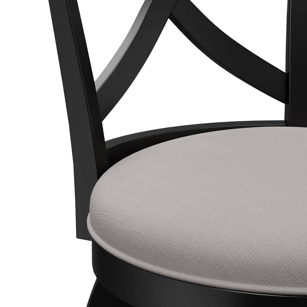 Ellendale 38'' Black Wood Swivel Counter Height Stool with Fog Gray Seat