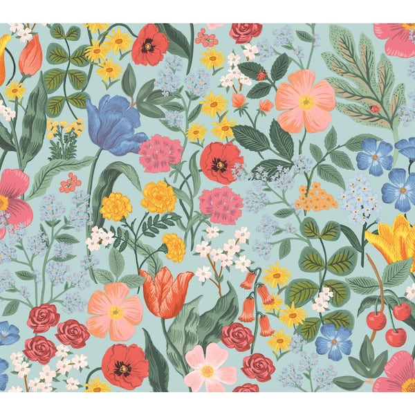 RIFLE PAPER CO. Blossom Light Blue Matte Non-Pasted Wallpaper