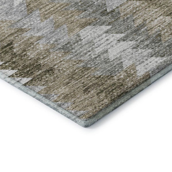 Mayfield Premium Machine Washable Indoor/Outdoor Geometric AMF632 Brown 5 ft. x 7 ft. 6 in. Area Rug