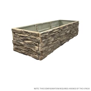 Raised Garden Bed Tan/Brown Ledgestones Composite Polyurethane Natural Look and Feel Stone Garden Planter Box (4-Pack)