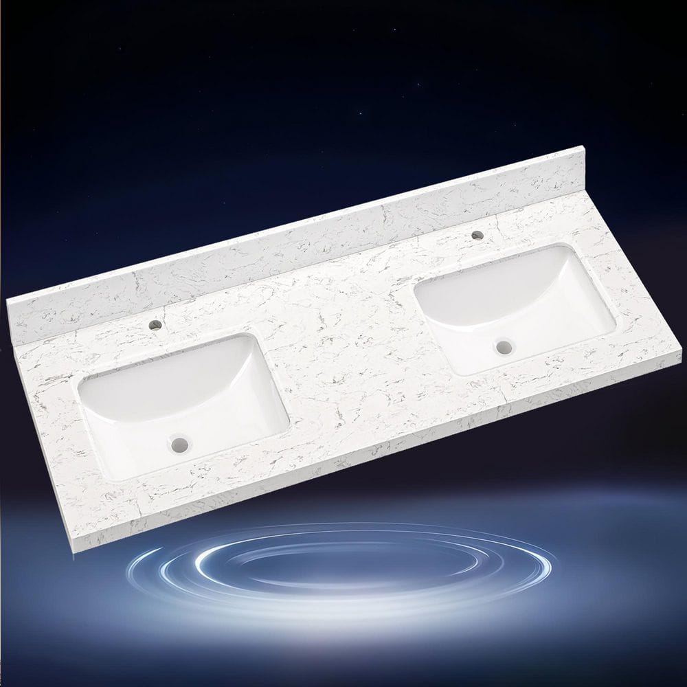 Zeafive Cala 60 in. W x 22 in. D Engineered Stone White