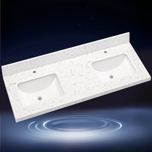 you 27cm Zeafive Cala 60 in. W x 22 in. D Engineered Stone White