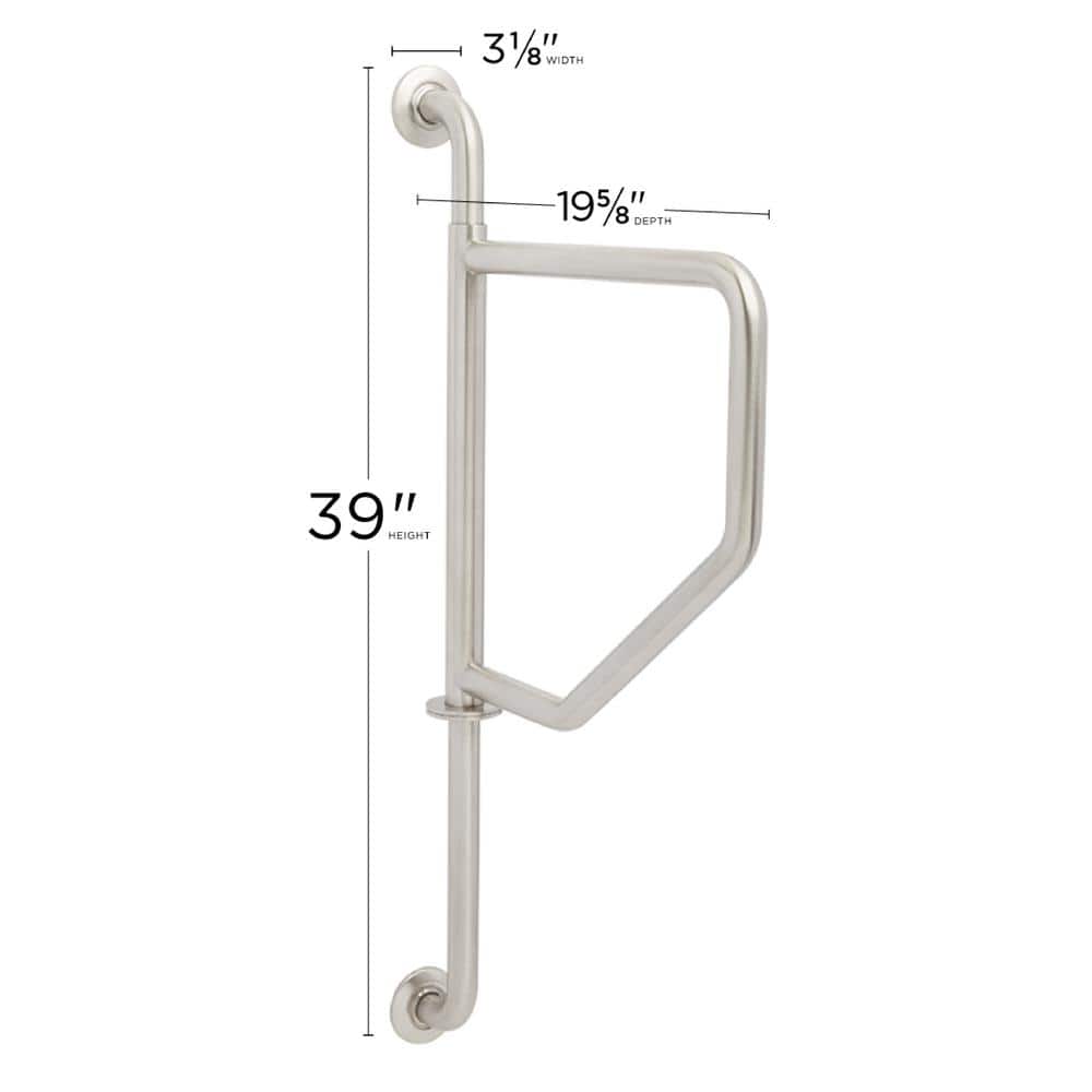 Polished Stainless Steel Wall Mounted Swing Up Grab Bar