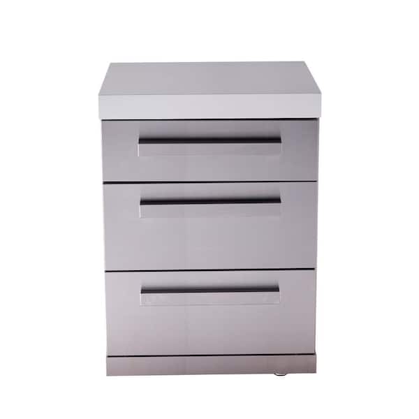 Deluxe and Original Series 25 in. Stainless Steel 3 Soft-Closing Drawer Outdoor Kitchen Access Drawers Unit