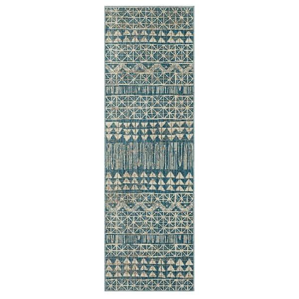 Mohawk Home Sansay Blue 2 ft. 6 in. x 10 ft. Runner Rug 856939 - The ...