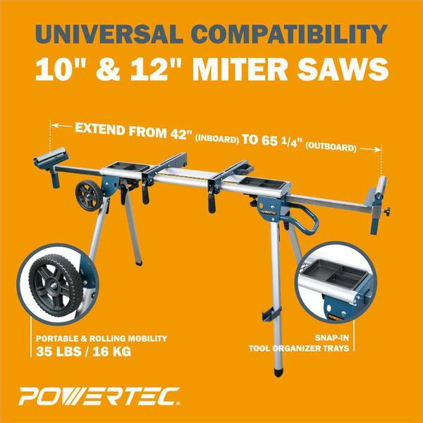 POWERTEC MT4008 Deluxe Rolling MIter Saw Stand with Trays - 2