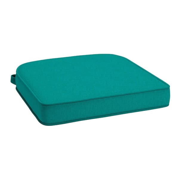 ARDEN Foam Outdoor Double Welted Round Back Seat Cushion 20 x 19 made with ProFoam, Heathered Teal Woven Solid