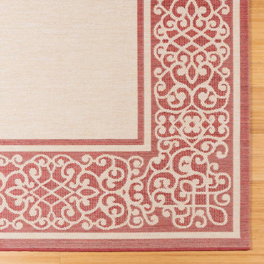 Sand and Red Flat Woven Rectangular 5' x 7' Synthetic Area Rug