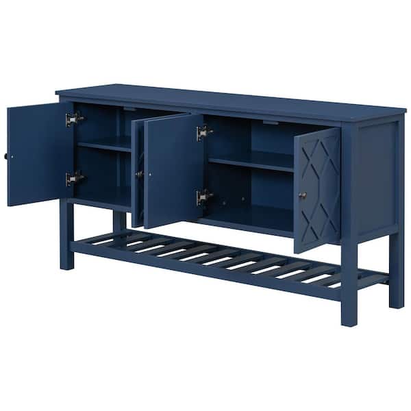 59.8 in. W x 15.7 in. D x 31.5 in. H Bathroom Navy Blue Linen Cabinet