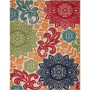 Oasis Floral Multi-Color 9 ft. x 12 ft. Indoor/Outdoor Area Rug