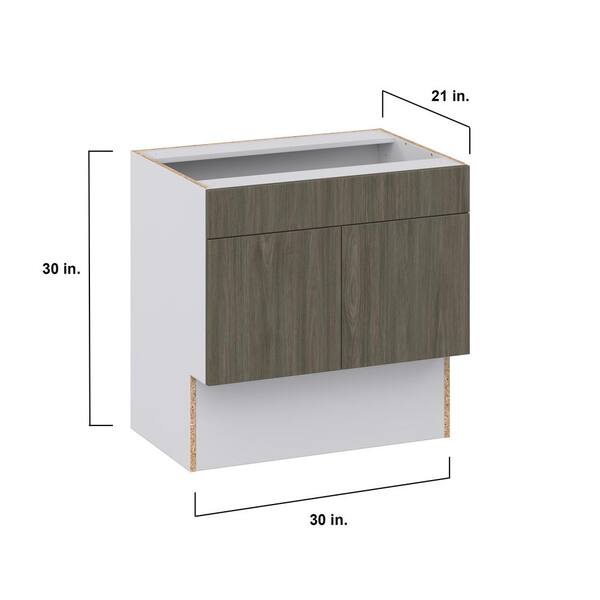 J COLLECTION Medora Textured Slab Walnut Assembled 12 in. W x 30 in. H x 21 in. D Accessible ADA Vanity Base Kitchen Cabinet