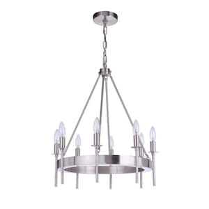 Larrson 8-Light Brushed Polished Nickel Finish Transitional Chandelier for Kitchen/Dining/Foyer, No Bulbs Included