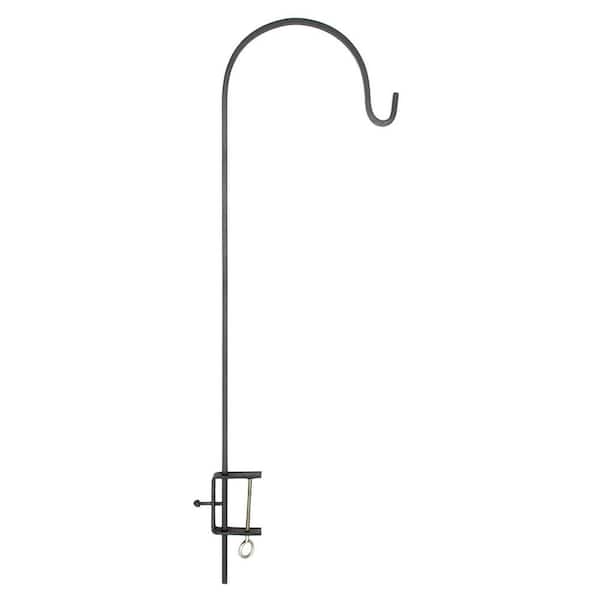 Achla Designs Deck Rail Shepherd's Iron Pole With Adjustable Height, 41.5 in. Tall, Black Powder Coat Finish