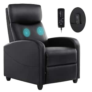 Black Modern PU Leather Adjustable Recliner Chair with 8 Massage Modes