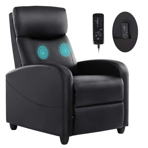 FIRNEWST Black Modern PU Leather Adjustable Recliner Chair with 8 Massage Modes