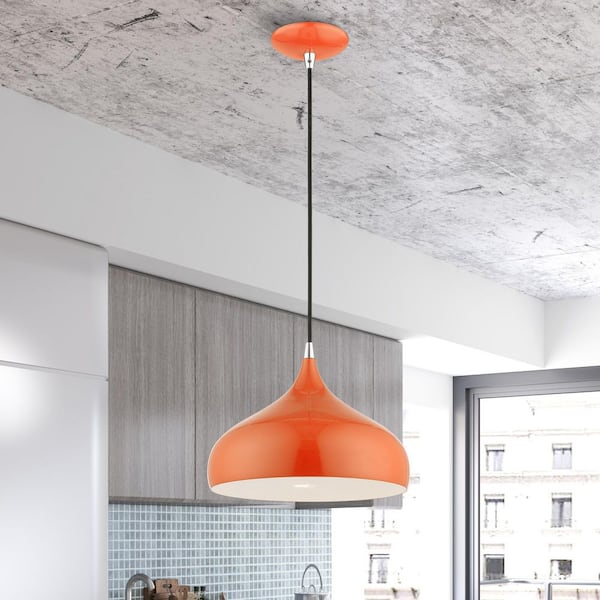AVIANCE LIGHTING Hansberry 1-Light Shiny Orange Teardrop Pendant