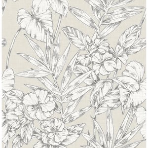 Fiji Beige Floral Beige Wallpaper Sample