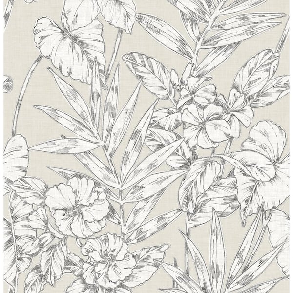 A-Street Prints Fiji Beige Floral Beige Wallpaper Sample