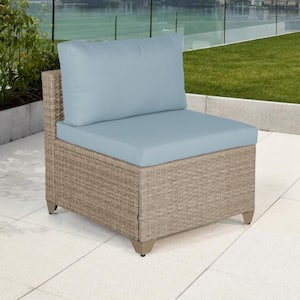 Maui Metal Outdoor Sectional with Sky Blue Cushions