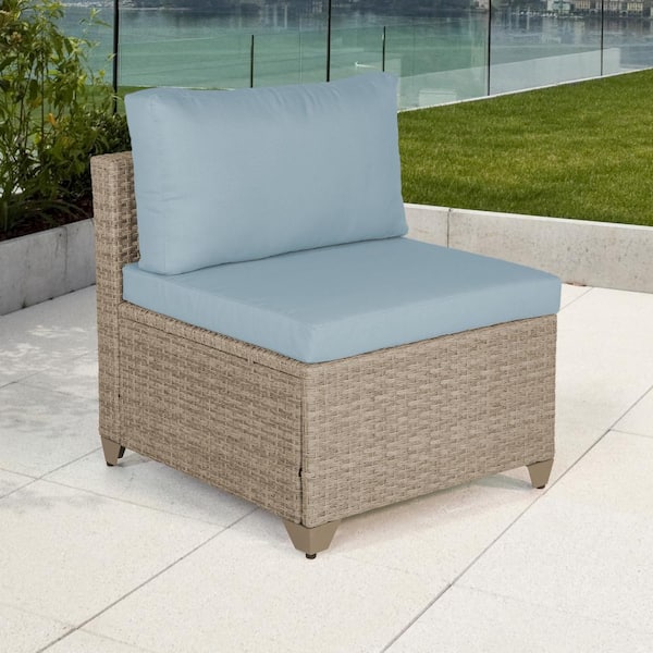 TK CLASSICS Maui Metal Outdoor Sectional with Sky Blue Cushions