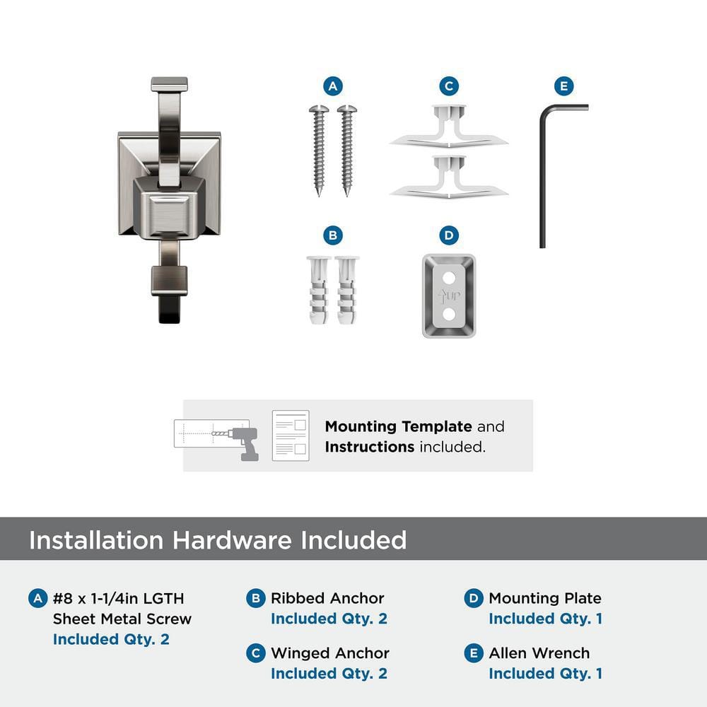 Brushed Nickel Double Prong Wall Mounted Hook