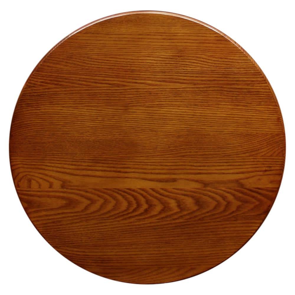 Russet Solid Wood Round End Table with Drawer and Shelf