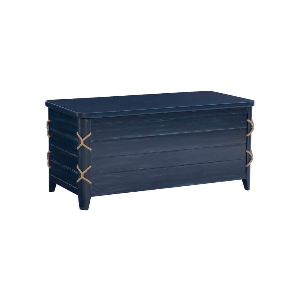 Linon Home Decor Heimann Blue Rope Cedar Chest Flip Lift Top 38 in. W
