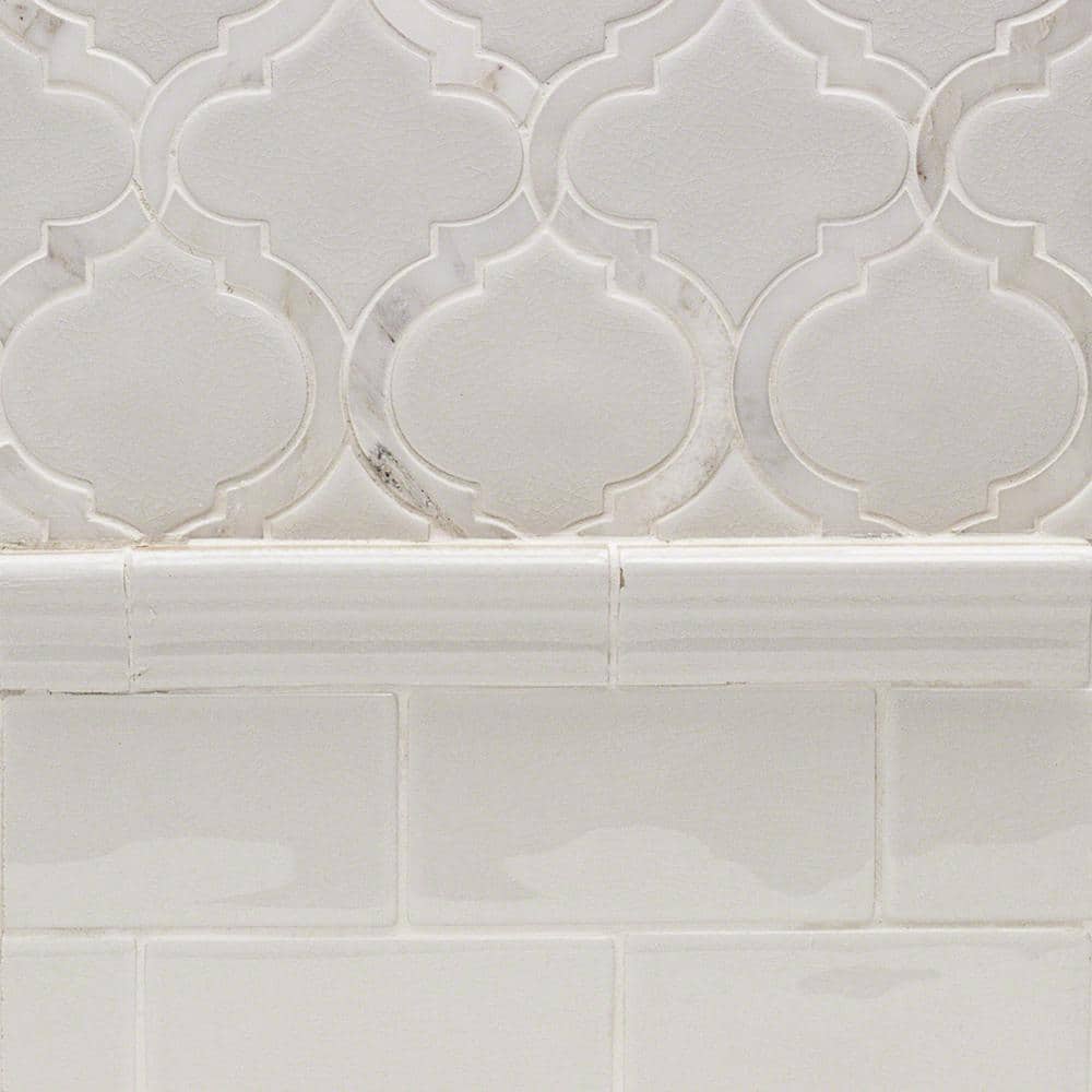 Glacier White Arabesque Ceramic Mosaic Tile Sheet