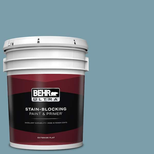 BEHR ULTRA 5 gal. #S470-4 Dolphin Blue Flat Exterior Paint & Primer