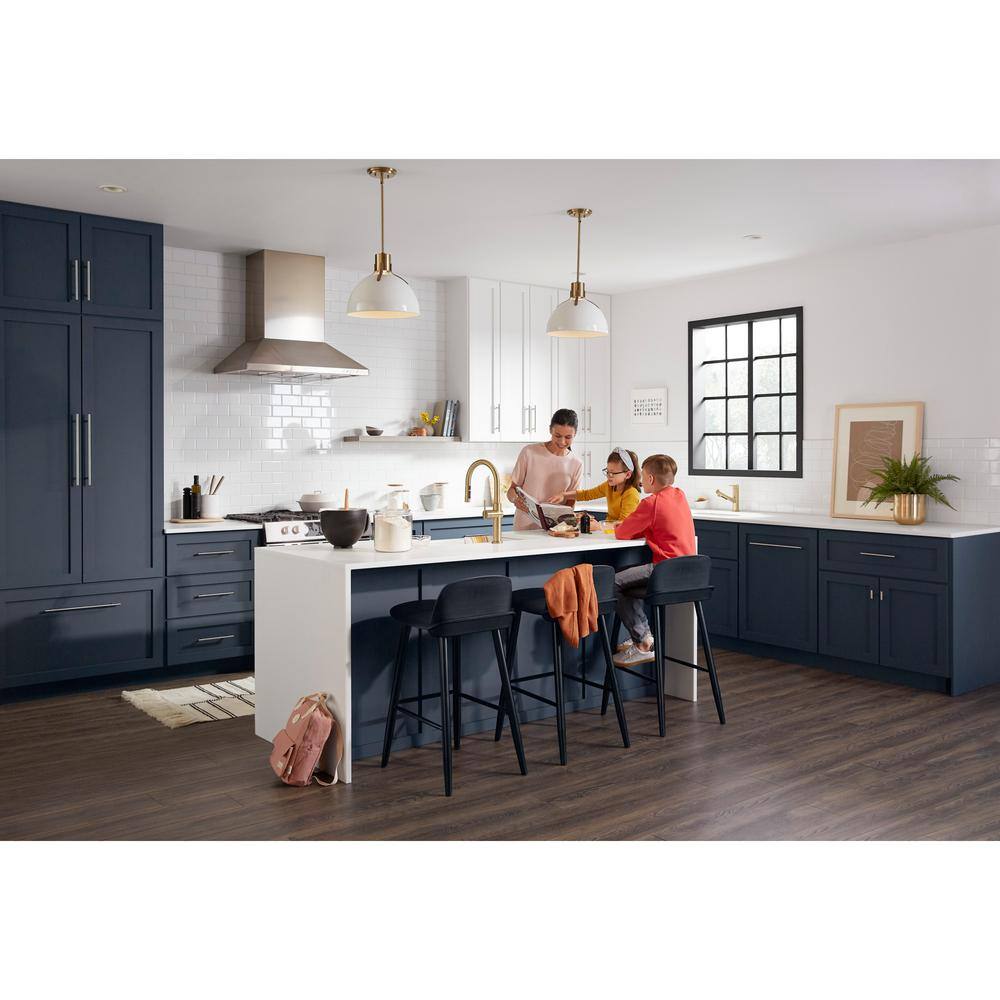 Sophisticated Moderne Brass Regular Kitchen Faucet with Pull-out Spray