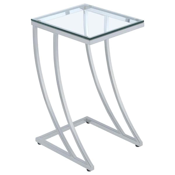 Coaster 13 in. Chrome and Clear Rectangle Glass Accent Table
