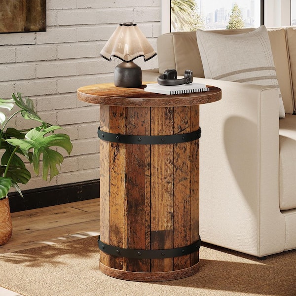 Engineered Table TRIBESIGNS WAY TO ORIGIN Andrea 19.7 in. Dark Brown Round Engineered ...