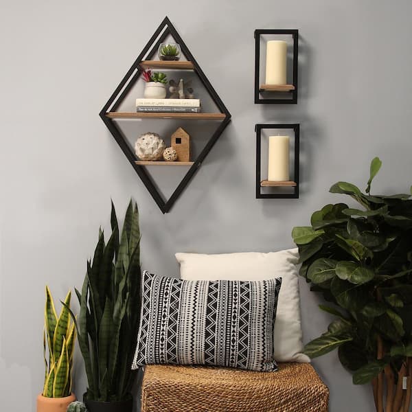 Stratton Home Decor Diamond Shelf Wall Decor S The Home Depot