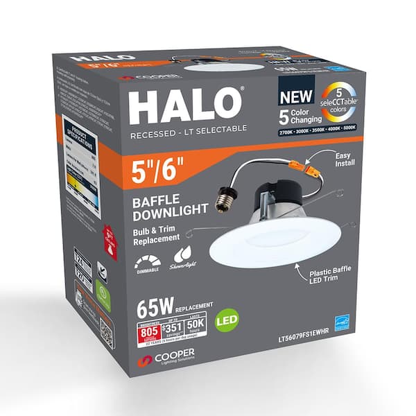 LT 5/6 in. LED Retrofit Module with Baffle Trim Selectable 5CCT 750-Lumens