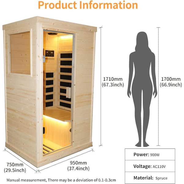 Spygo Moray 1-Person Indoor Spruce Sauna with 5 Far-infrared
